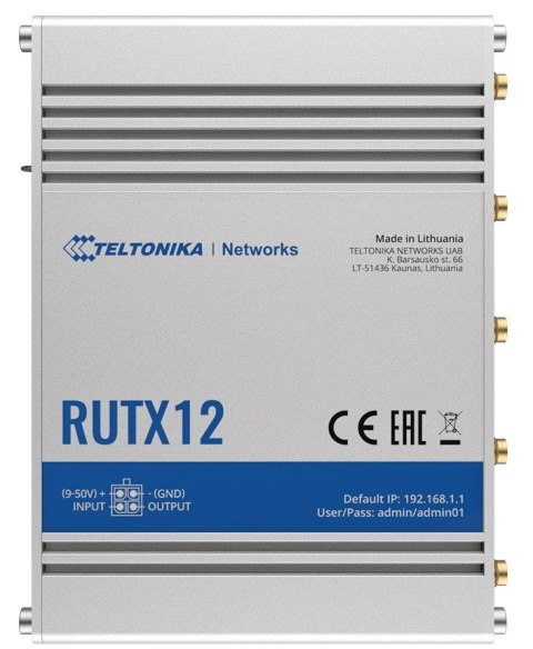 Router LTE RUTX12 (Cat 6), WiFi, BLE, GNSS, Ethernet Router LTE RUTX12 (Cat 6), WiFi, BLE, GNSS, Ethernet