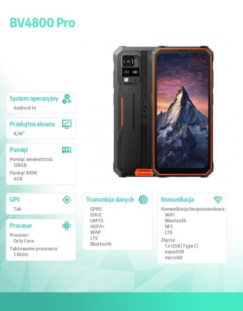 Smartfon BV4800 Pro 4/128GB pomarańczowy