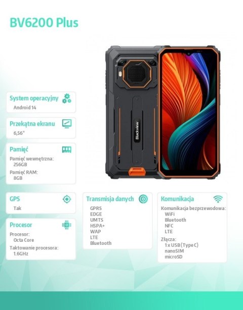Smartfon BV6200 Plus 8/256GB pomarańczowy