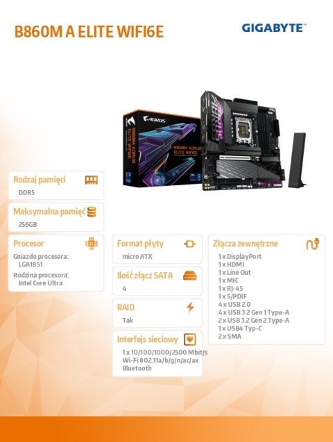 Płyta główna B860M A ELITE WIFI6E Płyta główna B860M A ELITE WIFI6E