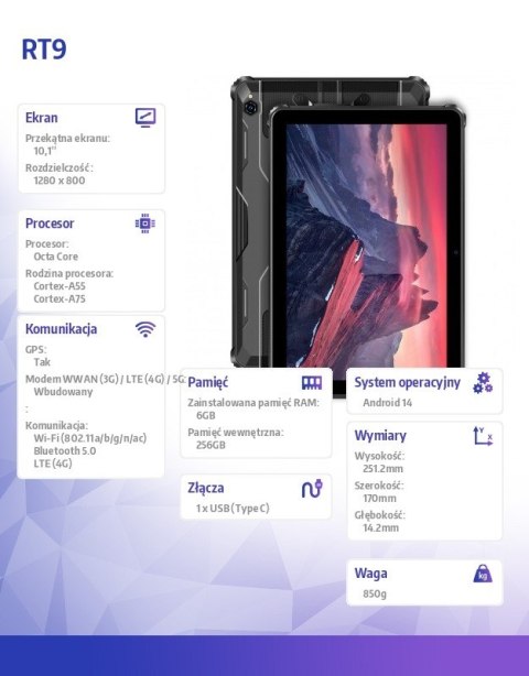 Tablet RT9 10,1 cali 6/ 256GB czarny Tablet RT9 10,1 cali 6/ 256GB czarny