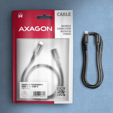 BUCM32-CF05AB Kabel przedłużacz Gen2 USB-C - USB-C 0.5m, 5A, 20Gbps, PD 240W, oplot, czarny