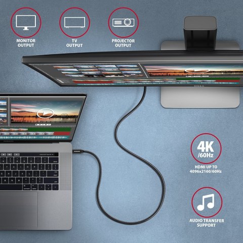 BUCM32-CM05AB Kabel USB-C - USB-C 3.2 Gen 2 0.5m, PD 100W, 5A, 4K HD, ALU, oplot, czarny