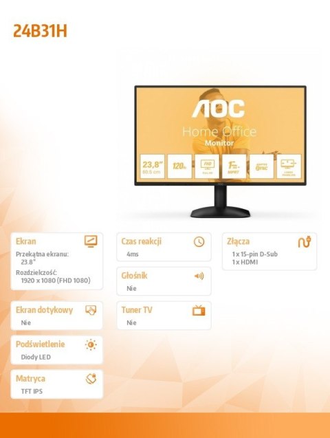 Monitor 23.8 cala 24B31H IPS 120Hz HDMI VGA