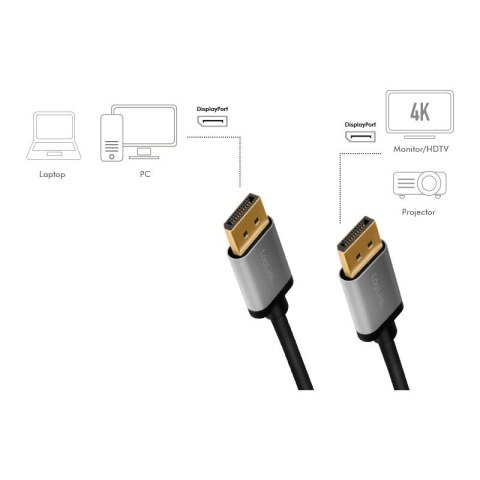 Kabel DisplayPort 4K/60 Hz,DP/M do DP/M aluminiowy 3m Kabel DisplayPort 4K/60 Hz,DP/M do DP/M aluminiowy 3m