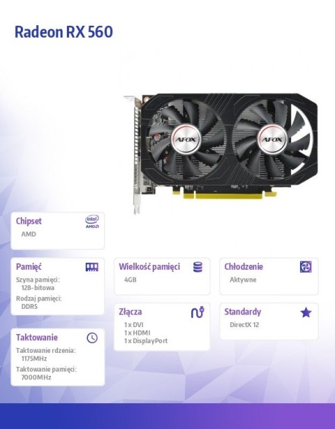 Karta graficzna Radeon RX 560 4GB GDDR5 Karta graficzna Radeon RX 560 4GB GDDR5