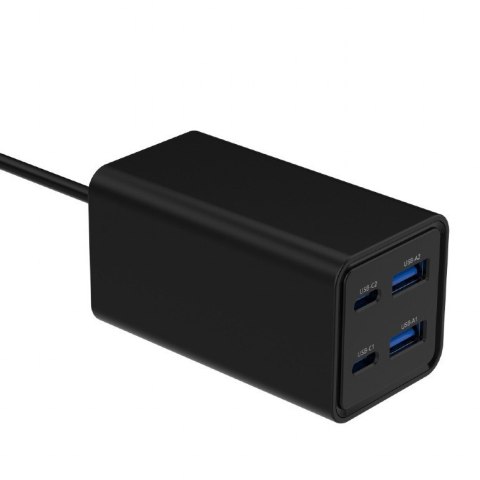 Ładowarka uniwersalna 65W GaN 2xUSB-A 2xUSB-C szybkie ładowanie czarna Ładowarka uniwersalna 65W GaN 2xUSB-A 2xUSB-C szybkie ładowanie czarna