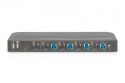 Przełącznik KVM, 4 portowy, 4K 60Hz, 4x DP IN, 1x DP OUT, 1x HDMI OUT, 2x USB A, 1x Audio IN&OUT