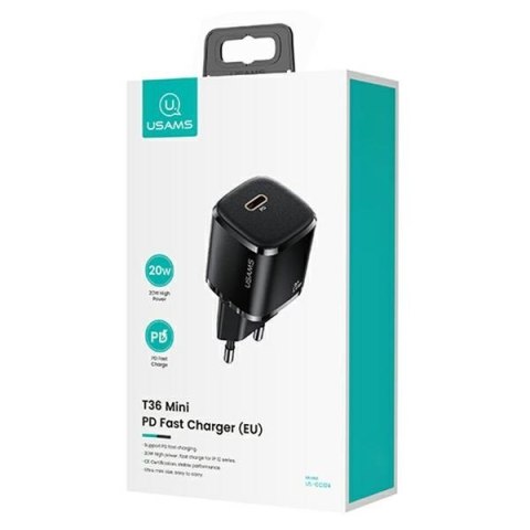 Ładowarka sieciowa 1xUSB-C T36 20W + kabel Lightning PD3.0 Fast Charging Ładowarka sieciowa 1xUSB-C T36 20W + kabel Lightning PD3.0 Fast Charging