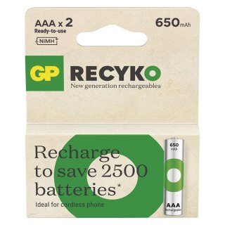 Akumulatorki R03/AAA Ni-MH 650mAh blister 2szt. GP RECYKO