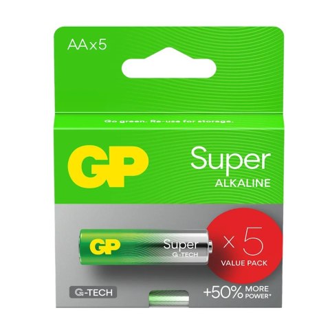 Baterie alkaliczne LR6/AA GP SUPER 5szt. (G-TECH) Baterie alkaliczne LR6/AA GP SUPER 5szt. (G-TECH)