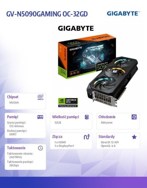 Karta graficzna GV-N5090GAMING OC-32GD Karta graficzna GV-N5090GAMING OC-32GD