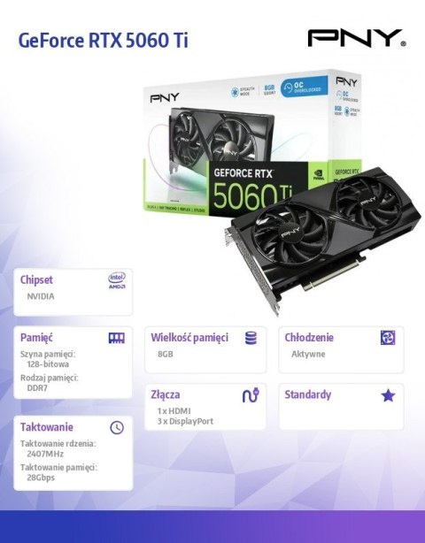 Karta graficzna GeForce RTX 5060 Ti OC 8GB VCG5060T8DFXPB1-O Karta graficzna GeForce RTX 5060 Ti OC 8GB VCG5060T8DFXPB1-O