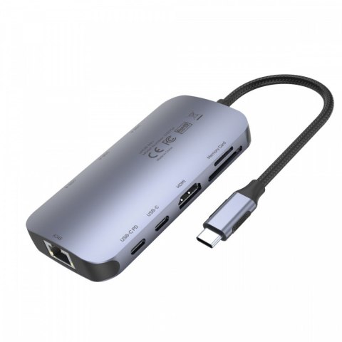 HUB USB-C 9w1, USB-C, HDMI 2.0, RJ45, PD 100W, czytnik SD; D1071A HUB USB-C 9w1, USB-C, HDMI 2.0, RJ45, PD 100W, czytnik SD; D1071A