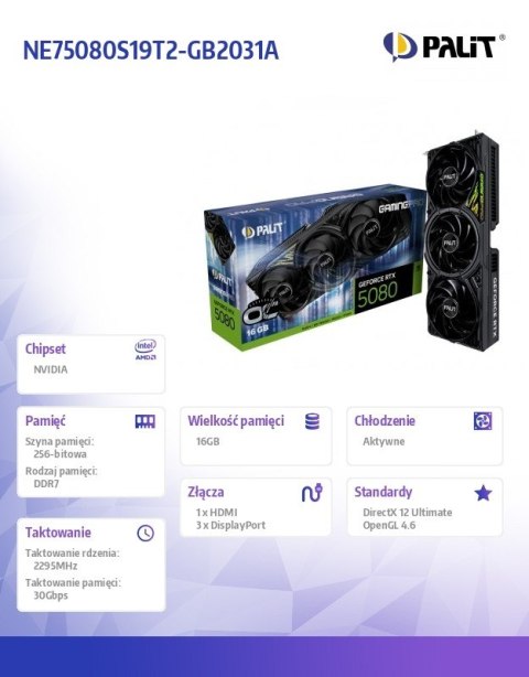 Karta graficzna RTX 5080 GAMING PRO OC 16GB GDDR7 256bit 3DP/HDMI
