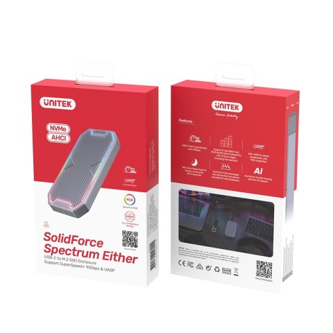 Obudowa dysku SSD M.2 NVMe/SATA 10Gbps, RGB; S1210B Obudowa dysku SSD M.2 NVMe/SATA 10Gbps, RGB; S1210B