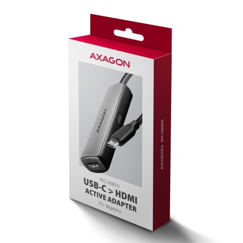 RVC-HI8KPD Adapter aktywny USB-C -> HDMI 8K/60Hz, Aluminum, PD100W, 16cm kabel