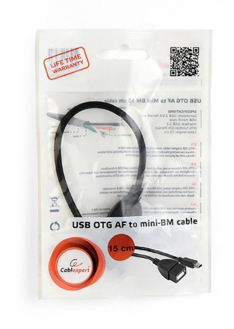 Kabel OTG USB Mini BM -> USB AF 15cm Kabel OTG USB Mini BM -> USB AF 15cm