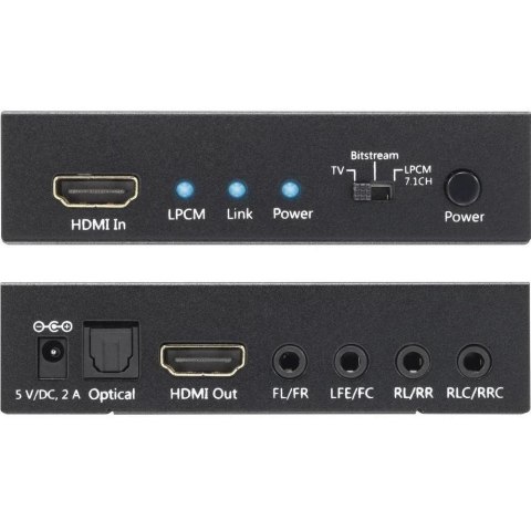 HDMI 4K audio extractor SPDIF Toslink, 4x Jack 3.5mm, LPCM 5.1CH / 7.1CH HDMI 4K audio extractor SPDIF Toslink, 4x Jack 3.5mm, LPCM 5.1CH / 7.1CH