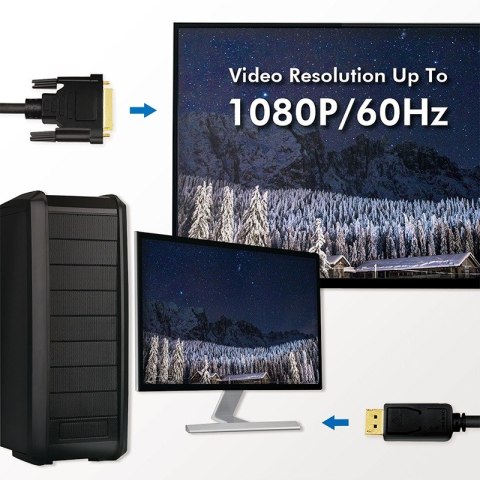 Kabel DisplayPort 1.2 do DVI 3m Czarny Kabel DisplayPort 1.2 do DVI 3m Czarny