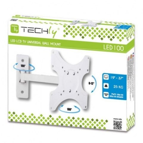 Uchwyt ścienny LCD/LED 19-37cali 25kg regulowany, biały Uchwyt ścienny LCD/LED 19-37cali 25kg regulowany, biały