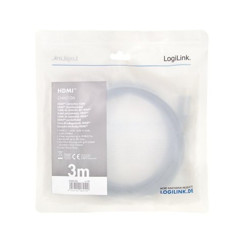 Kabel HDMI 2.1 8K/60Hz aluminiowy 3m Kabel HDMI 2.1 8K/60Hz aluminiowy 3m