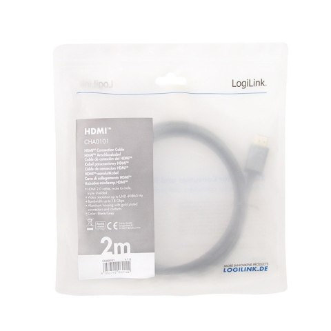 Kabel HDMI 4K/60Hz, aluminium 2m Czarny Kabel HDMI 4K/60Hz, aluminium 2m Czarny
