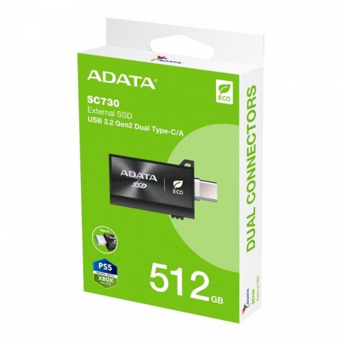 Dysk zewnętrzny SSD SC730 512G USB 3.2C/A 600/600MB/s czarny