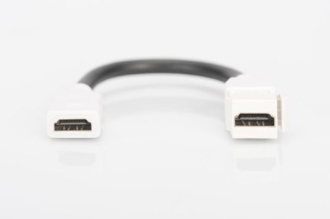 Moduł Keystone HDMI z kablem 12cm, łącznik do gniazd i pustych paneli, żeński/żeński, biały Moduł Keystone HDMI z kablem 12cm, łącznik do gniazd i pustych paneli, żeński/żeński, biały
