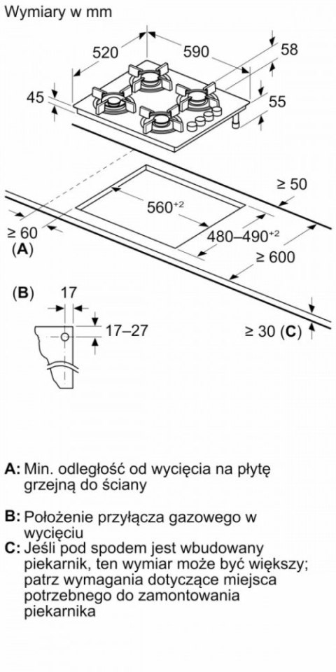 Płyta gazowa POP6B6K30 Płyta gazowa POP6B6K30