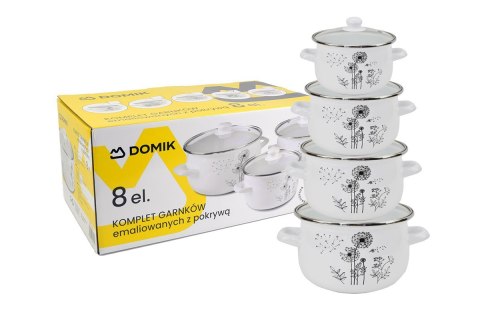 Zestaw garnków 8 elementów Emalia Dmuchawce DO-9324 Zestaw garnków 8 elementów Emalia Dmuchawce DO-9324