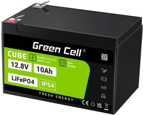 AKUMULATOR LITOWO-ŻELAZOWO-FOSFORANOWY LiFePO4 Green Cell Cube 12.8V 10Ah LFPGC12V10AH AKUMULATOR LITOWO-ŻELAZOWO-FOSFORANOWY LiFePO4 Green Cell Cube 12.8V 10Ah LFPGC12V10AH
