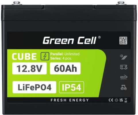 AKUMULATOR LITOWO-ŻELAZOWO-FOSFORANOWY LiFePO4 Green Cell Cube 12.8V 60Ah LFPGC12V60AH AKUMULATOR LITOWO-ŻELAZOWO-FOSFORANOWY LiFePO4 Green Cell Cube 12.8V 60Ah LFPGC12V60AH