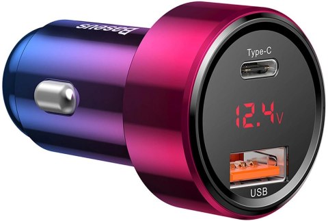 Ładowarka samochodowa Baseus Magic Series PPS USB-C/USB-A 45W różowo-niebieska Ładowarka samochodowa Baseus Magic Series PPS USB-C/USB-A 45W różowo-niebieska