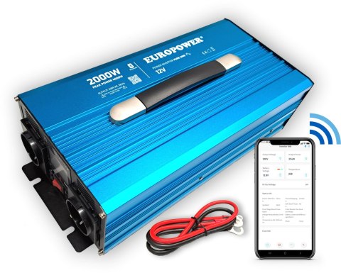 PRZETWORNICA NAPIĘCIA INWERTER EUROPOWER 12V DC / 230V AC 2000W / 4000W CZYSTY SINUS BLUETOOTH PRZETWORNICA NAPIĘCIA INWERTER EUROPOWER 12V DC / 230V AC 2000W / 4000W CZYSTY SINUS BLUETOOTH
