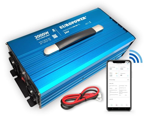 PRZETWORNICA NAPIĘCIA INWERTER EUROPOWER 24V DC / 230V AC 2000W / 4000W CZYSTY SINUS BLUETOOTH PRZETWORNICA NAPIĘCIA INWERTER EUROPOWER 24V DC / 230V AC 2000W / 4000W CZYSTY SINUS BLUETOOTH