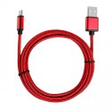 Kabel USB-USB C 1.5m rubinowy sznurek