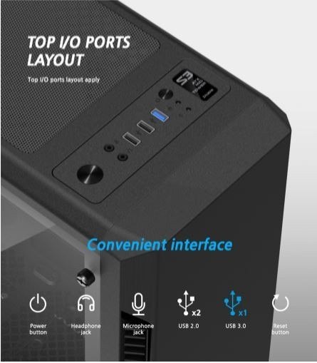 Obudowa S3 TG ATX Mid Tower PC Case TG fan x3 Obudowa S3 TG ATX Mid Tower PC Case TG fan x3