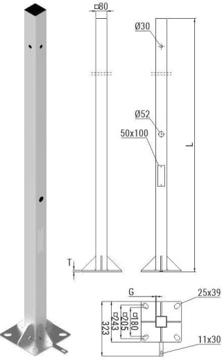 Słup ATS SKAM1/4 pod montaż kamer CCTV