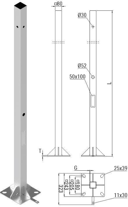 Słup ATS SKAM1/5 pod montaż kamer CCTV Słup ATS SKAM1/5 pod montaż kamer CCTV