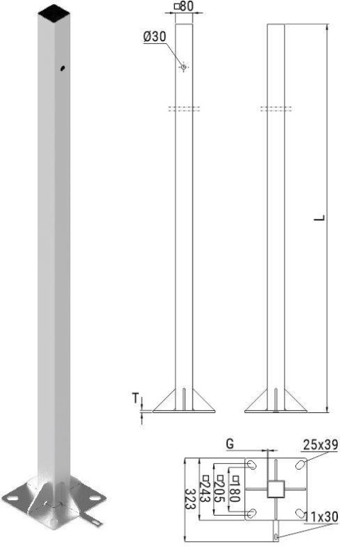 Słup ATS SKAMP1/3 pod montaż kamer CCTV Słup ATS SKAMP1/3 pod montaż kamer CCTV