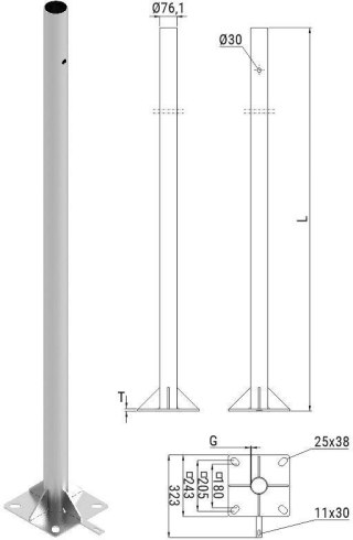 Słup ATS SKAMP2/5 pod montaż kamer CCTV