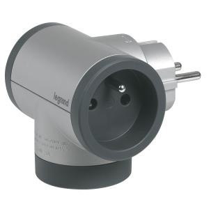 Rozgałęźnik obrotowy 2x2P+Z, USB A+C - aluminium/grafitowy Rozgałęźnik obrotowy 2x2P+Z, USB A+C - aluminium/grafitowy