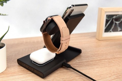 Stacja ładująca indukcyjna 3w1 składana 15W MagSafe + Qi 1m USB Czarna Stacja ładująca indukcyjna 3w1 składana 15W MagSafe + Qi 1m USB Czarna