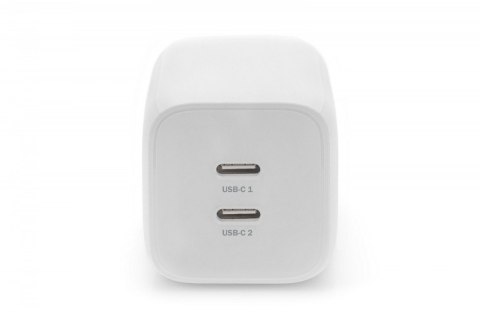 Ładowarka sieciowa, zasilacz GaN 2x USB-C PD 3.0 max. 65W, biała Ładowarka sieciowa, zasilacz GaN 2x USB-C PD 3.0 max. 65W, biała