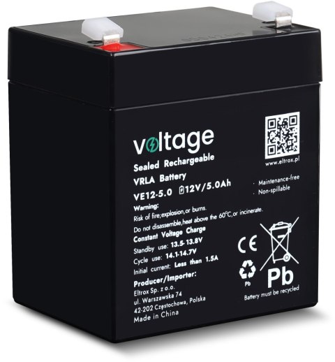 Akumulator AGM Voltage 12V 5Ah VE12-5.0 (Żywotność 6-9 lat) Akumulator AGM Voltage 12V 5Ah VE12-5.0 (Żywotność 6-9 lat)