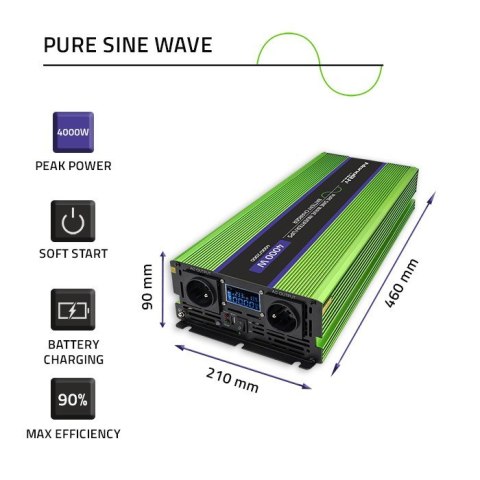Przetwornica napięcia Monolith | ładowanie baterii | UPS | 2000W | 4000W | 12V na 230V | Czysty Sinus | LCD Przetwornica napięcia Monolith | ładowanie baterii | UPS | 2000W | 4000W | 12V na 230V | Czysty Sinus | LCD