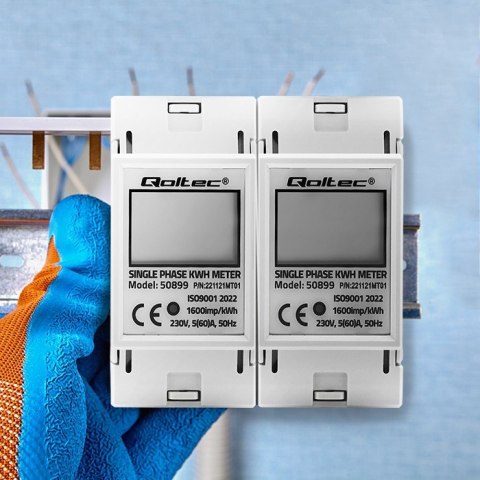 Jednofazowy elektroniczny licznik | miernik zużycia energii na szynę DIN | 230V | LCD | 2P Jednofazowy elektroniczny licznik | miernik zużycia energii na szynę DIN | 230V | LCD | 2P