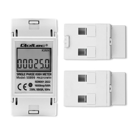 Jednofazowy elektroniczny licznik | miernik zużycia energii na szynę DIN | 230V | LCD | 2P Jednofazowy elektroniczny licznik | miernik zużycia energii na szynę DIN | 230V | LCD | 2P
