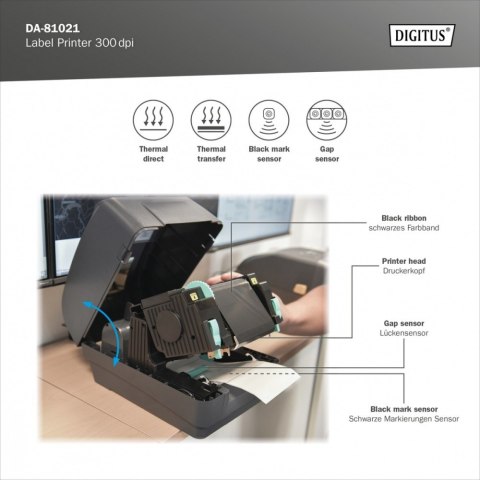 Biurkowa drukarka etykiet, termiczna, 300dpi, USB 2.0, RS-232, Ethernet Biurkowa drukarka etykiet, termiczna, 300dpi, USB 2.0, RS-232, Ethernet